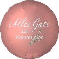 Goodtimes Folienballon Rund Satin Roségold mit "Alles Gute zur Kommunion" 45cm/18" (unverpackt)  Goodtimes Folienballon Rund Satin Roségold mit "Alles Gute zur Kommunion" 45cm/18" (unverpackt)