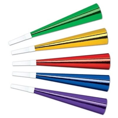 Beistle Folienhörner 6-fach sortiert 23cm 6er Packung