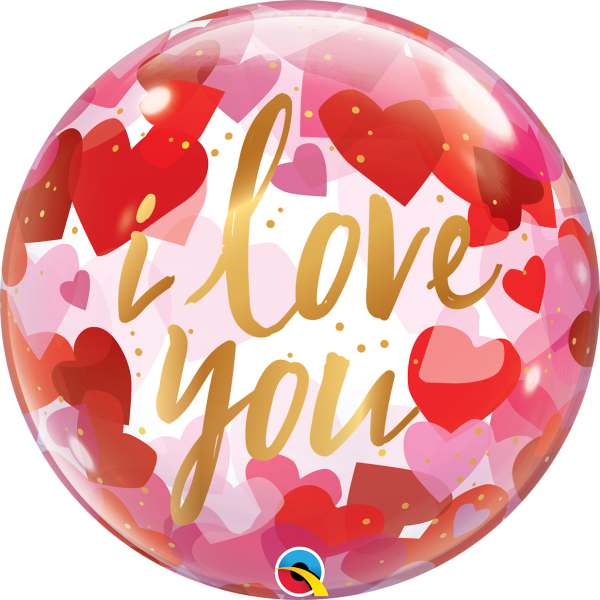 Qualatex Bubble I Love You Paper Hearts 55cm/22"