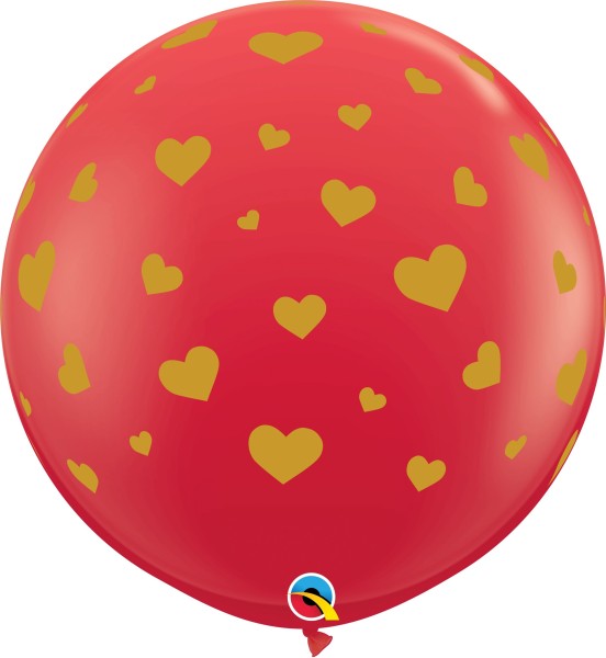 Qualatex Latexballon Standard Random Hearts Red 90cm/3' 2 Stück