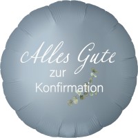 Goodtimes Folienballon Rund Satin Blue Jeans mit "Alles Gute zur Konfirmation" 45cm/18" (unverpackt)  Goodtimes Folienballon Rund Satin Blue Jeans mit "Alles Gute zur Konfirmation" 45cm/18" (unverpackt)