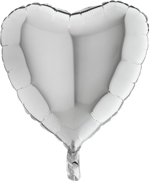 Grabo Folienballon Heart Silver 45cm/18" (unverpackt)