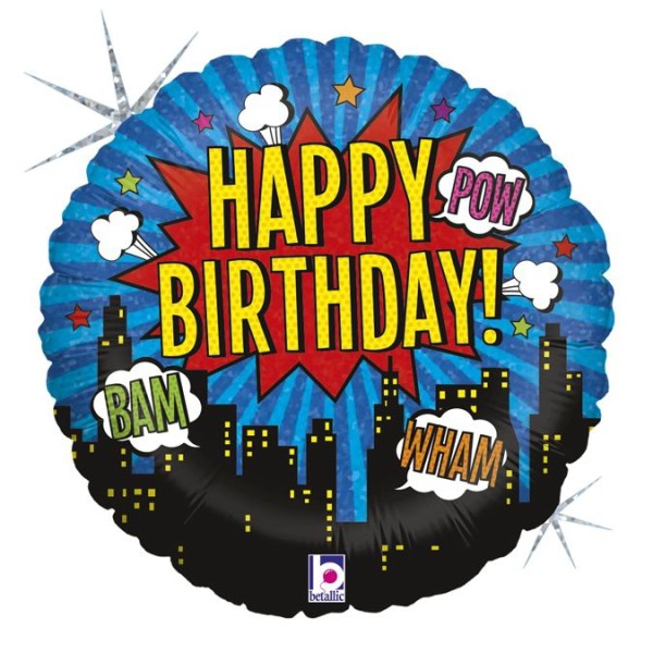 Betallic Folienballon Super Hero Birthday Holographic 45cm/18"