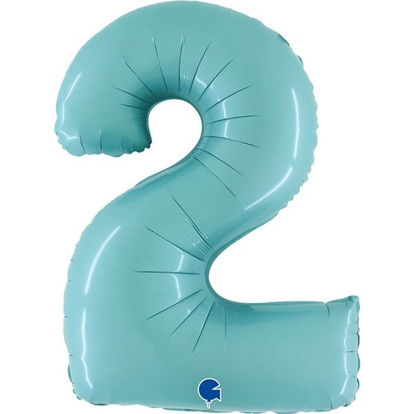 Grabo Folienballon Zahl 2 Pastel Blue 100cm/40"