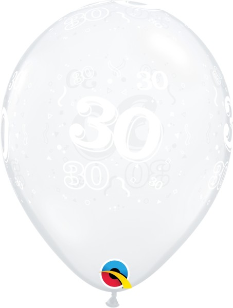 Qualatex Latexballon 30-A-Round Diamond Clear 28cm/11" 50 Stück