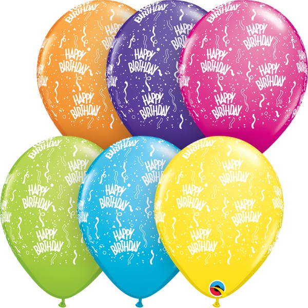 Qualatex Latexballon Birthday-A-Round Tropical Assortment 28cm/11" 50 Stück