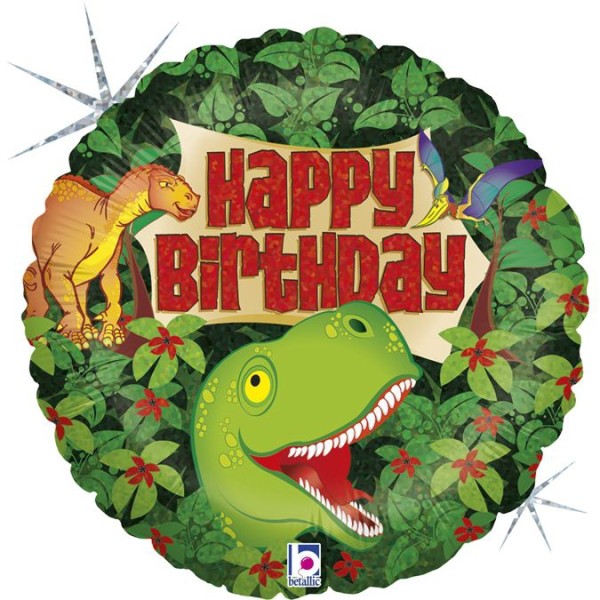 Betallic Folienballon Dinosaurier "Happy Birthday" Holo 45cm/18"