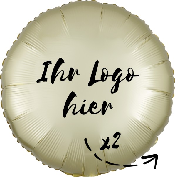 Folien-Werbeballon Rund Satin Luxe Pastel Yellow 45cm/18" 2-Seitig bedruckt