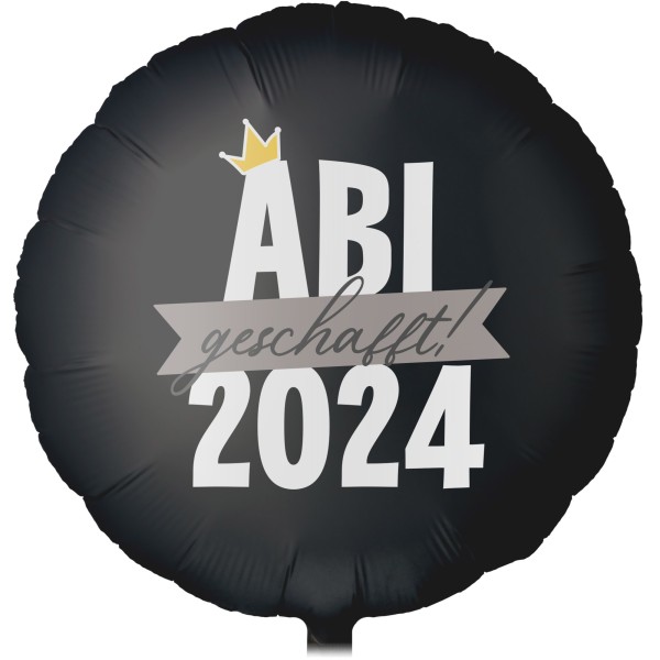 Goodtimes Folienballon Rund Satin Schwarz mit "ABI 2024 geschafft" 45cm/18" (unverpackt)