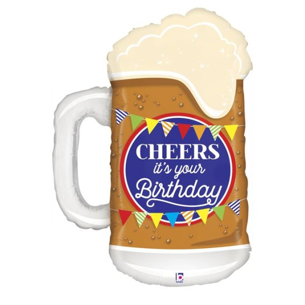 Betallic Folienballon Shape Bierglas "Cheers it's your Birthday"