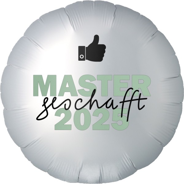 Goodtimes Folienballon Rund Satin Weiß mit "Master 2025" 45cm/18" (unverpackt)