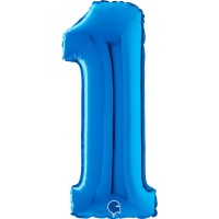 Grabo Folienballon Zahl 1 Blue 66cm/26"  Grabo Folienballon Zahl 1 Blue 66cm/26"