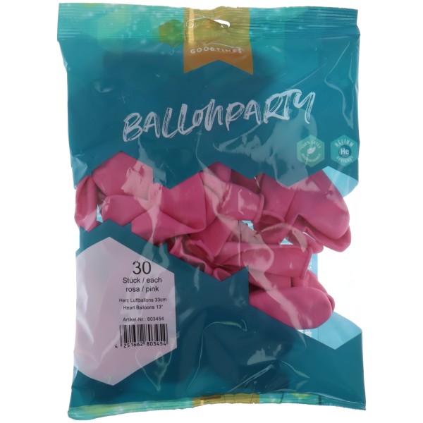 Goodtimes Latexballon Herz Rosa 33cm/13" 30 Stück