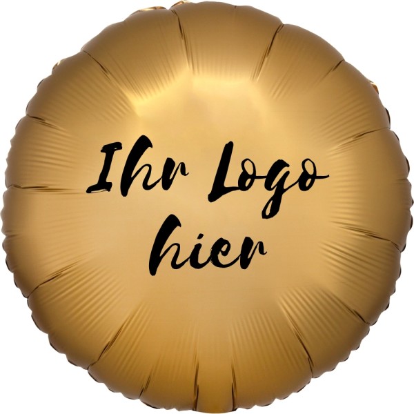 Folien-Werbeballon Rund Satin Luxe Gold 45cm/18" 1-Seitig bedruckt