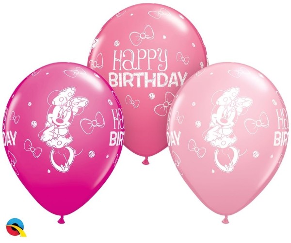 Qualatex Latexballon Minni Mouse Birthday Assortment 28cm/11" 25 Stück