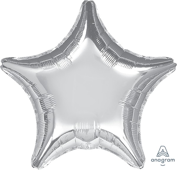 Anagram Folienballon Jumbo Stern Metallic Silver 80cm/32" (unverpackt)