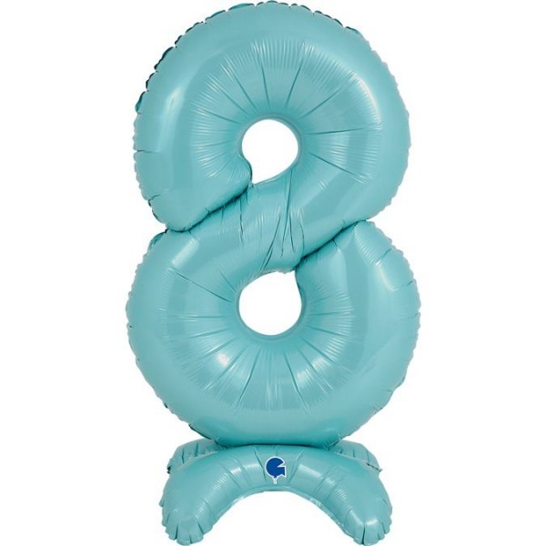 Grabo Folienballon Zahl 8 Pastel Blue standups 64cm/25"