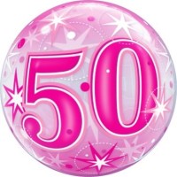 Qualatex Bubble 50 Pink Starburst Sparkle 55cm/22"  Qualatex Bubble 50 Pink Starburst Sparkle 55cm/22"