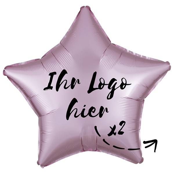 Folien-Werbeballon Stern Satin Luxe Pastel Rose 50cm/20" 2-Seitig bedruckt