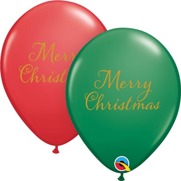 Qualatex Latexballon Simply Merry Christmas Red & Green 28cm/11" 25 Stück
