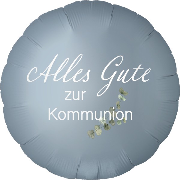 Goodtimes Folienballon Rund Satin Blue Jeans mit "Alles Gute zur Kommunion" 45cm/18" (unverpackt)