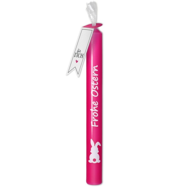 Goodtimes Stabkerze Pink, Weißer Hase "Frohe Ostern"