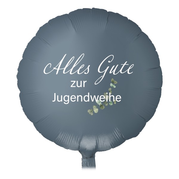 Goodtimes Folienballon Rund Satin Luxe Steel Blue mit "Alles Gute zur Jugendweihe" 45cm/18" (unverpackt)