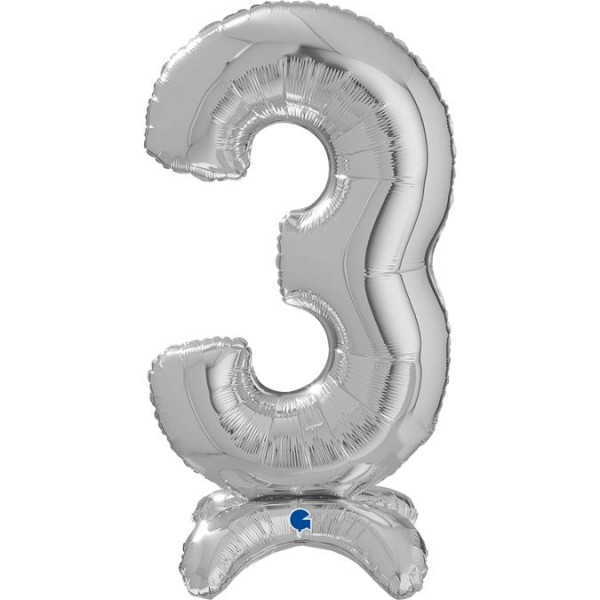 Grabo Folienballon Zahl 3 Silver standups 64cm/25"