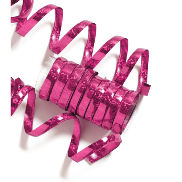 Creative Holo-Folienluftschlangen Pink 10er Röllchen