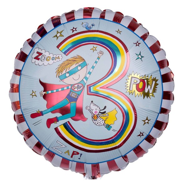 Qualatex Folienballon "3 today" Super Hero Rachel Ellen 45cm/18"