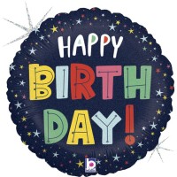 Betallic Folienballon Birthday Colorful Stars 45cm/18"  Betallic Folienballon Birthday Colorful Stars 45cm/18"