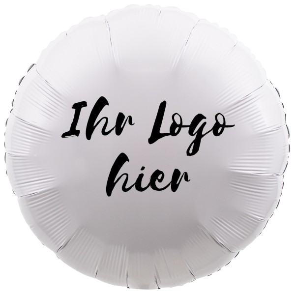 Folien-Werbeballon Rund Metallic White 45cm/18" 1-Seitig bedruckt