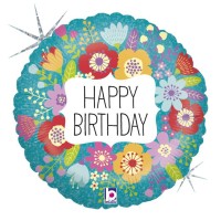 Betallic Folienballon Wildflowers Birthday Holographic 45cm/18"  Betallic Folienballon Wildflowers Birthday Holographic 45cm/18"