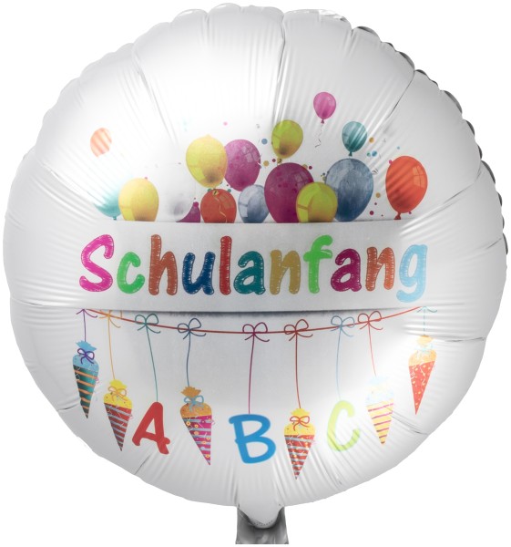 Goodtimes Folienballon Rund Satin Weiß mit "Einschulung ABC" 45cm/18" (unverpackt)