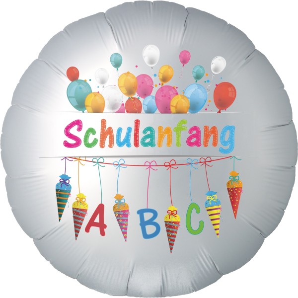 Goodtimes Folienballon Rund Satin Weiß mit "Einschulung ABC" 45cm/18" (unverpackt)