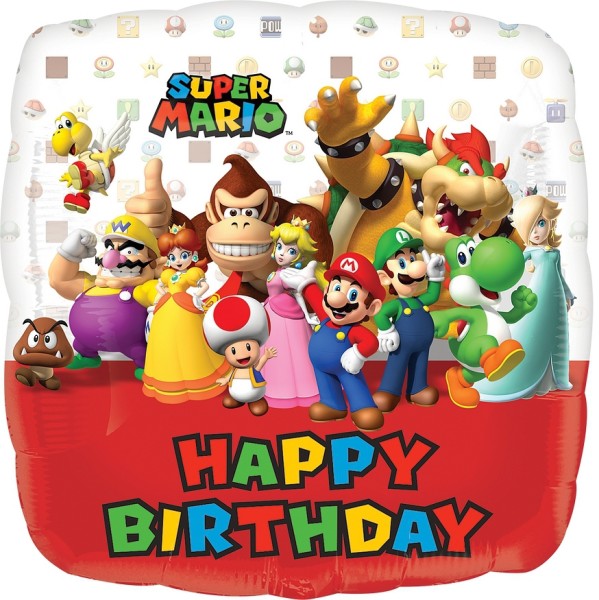 Anagram Folienballon Shape "Happy Birthday" Super Mario 43cm/17"