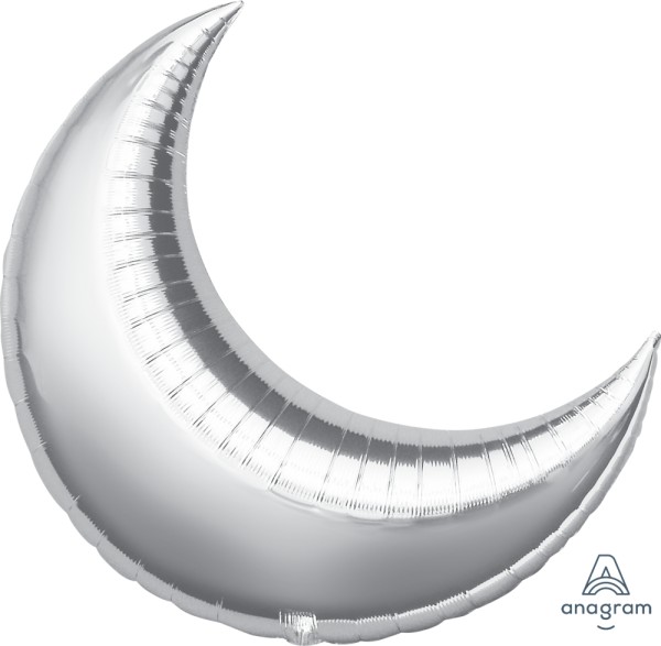 Anagram Folienballon Mond Silber (Crescent Silver) 90cm/35"