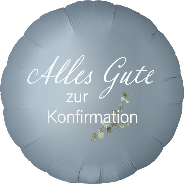 Goodtimes Folienballon Rund Satin Blue Jeans mit "Alles Gute zur Konfirmation" 45cm/18" (unverpackt)