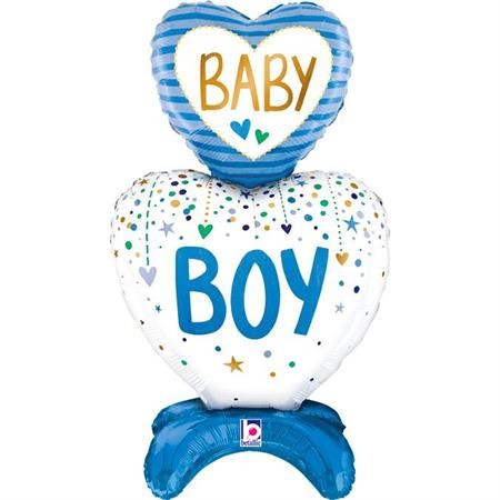 Betallic Folienballon Baby Boy Hearts Standup 70cm/28"