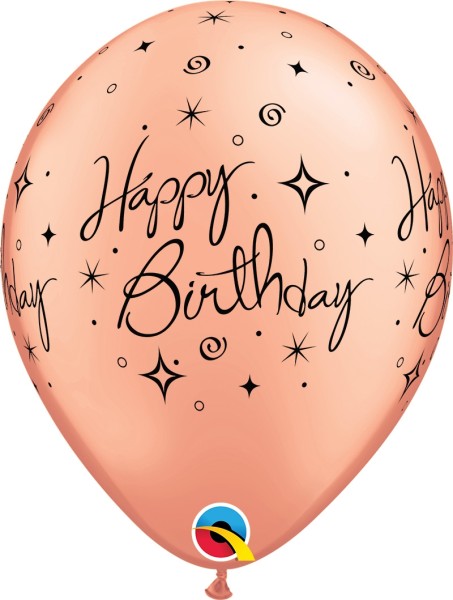 Qualatex Latexballon Birthday Elegant Sparkles & Swirls Rose Gold 28cm/11" 25 Stück