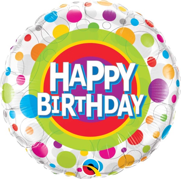Qualatex Folienballon Happy Birthday bunte Punkte 45cm/18"