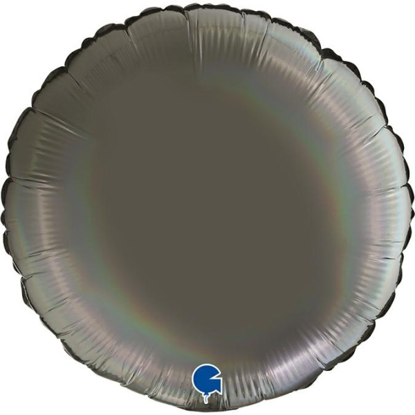Grabo Folienballon Rund Rainbow Holo Platinum Grey 45cm/18" (unverpackt)