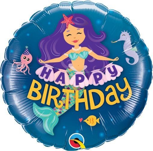 Qualatex Folienballon Happy Birthday Mermaid 23cm/9" (unverpackt)