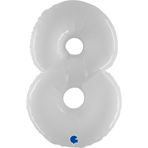 Grabo Folienballon Zahl 8 Shiny White 100cm/40"