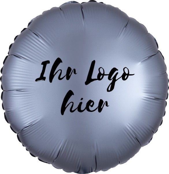 Folien-Werbeballon Rund Satin Luxe Graphite 45cm/18" 1-Seitig bedruckt