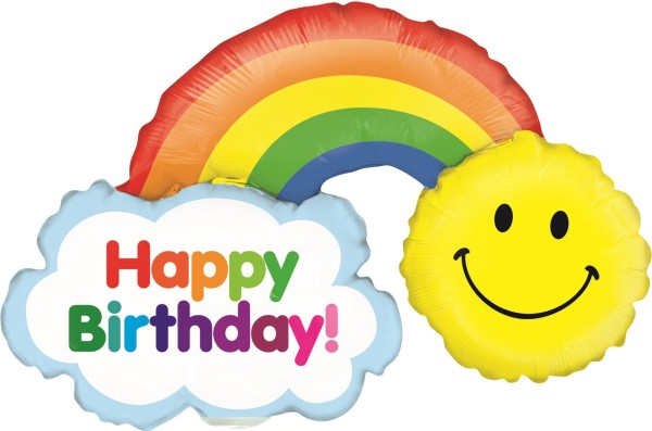 Betallic Folienballon Mini Birthday Rainbow 35cm/14" (unverpackt)