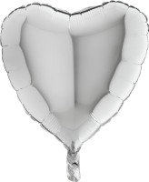 Grabo Folienballon Heart Silver 45cm/18" (unverpackt)  Grabo Folienballon Heart Silver 45cm/18" (unverpackt)