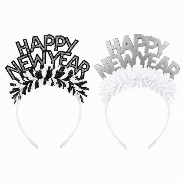 Creative Tiaras Happy New Year Schwarz/Silber 50 Stück