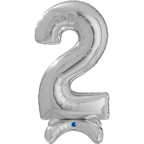 Grabo Folienballon Zahl 2 Silver standups 64cm/25"