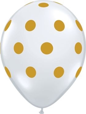 Qualatex Latexballon Big Polka Dots-Weiß 28cm/11" 25 Stück